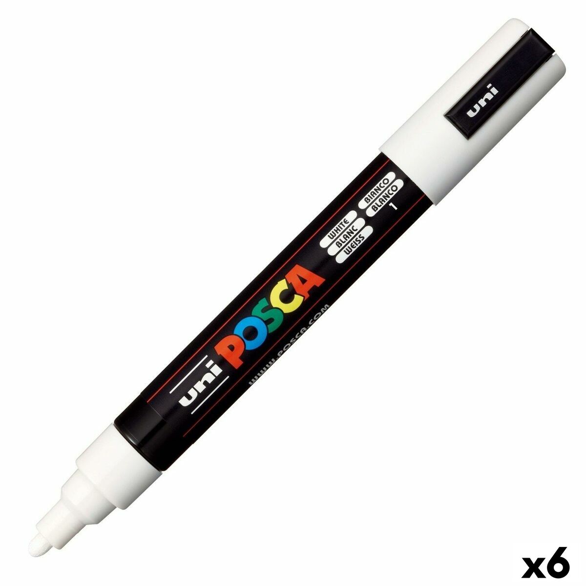 Carioci POSCA PC-5M Alb (6 Unități) - Birou și papetărie, Pixuri, creioane și articole de scris