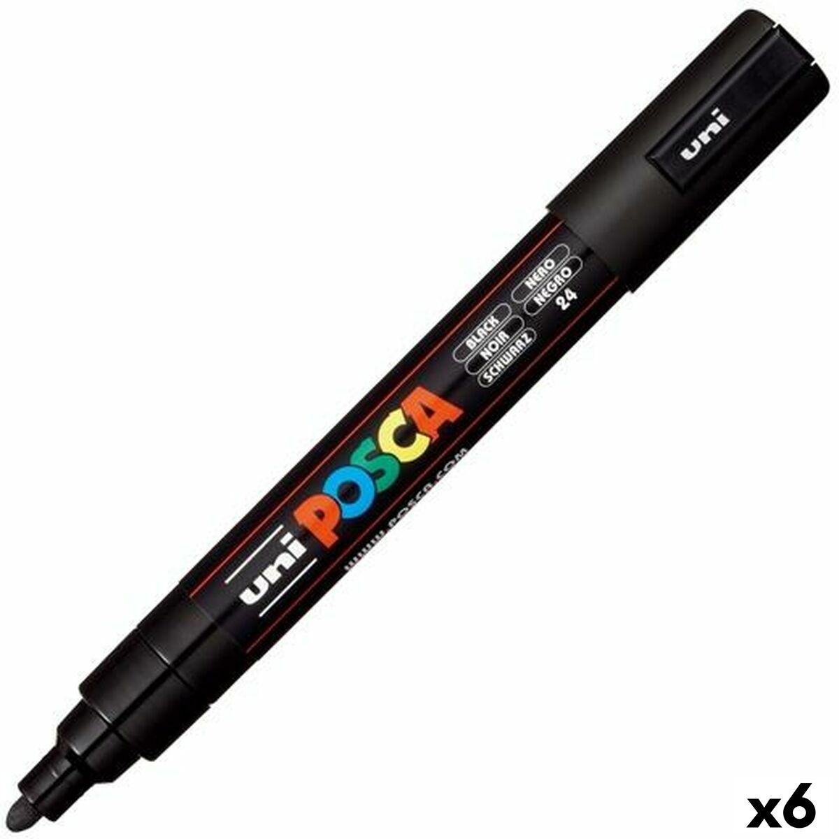 Carioci POSCA PC-5M Punct de glonț Negru (6 Unități) - Birou și papetărie, Pixuri, creioane și articole de scris