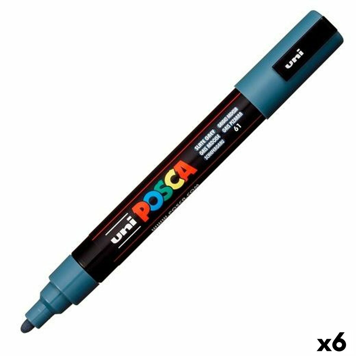 Carioci POSCA PC-5M Gri închis (6 Unități) - Birou și papetărie, Pixuri, creioane și articole de scris