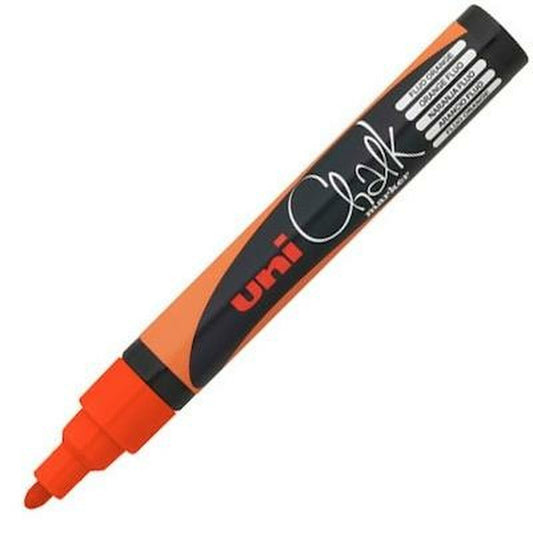 Markere cu cretă lichidă Uni-Ball PWE-5M Fluor Portocaliu (6 Unități) - Birou și papetărie, Pixuri, creioane și articole de scris