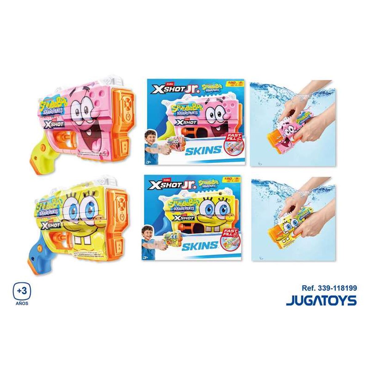 Pistol cu Apă Spongebob X-Shot 10 X 14,8 X 4,5 CM - Jucarii si jocuri, În aer liber și sport