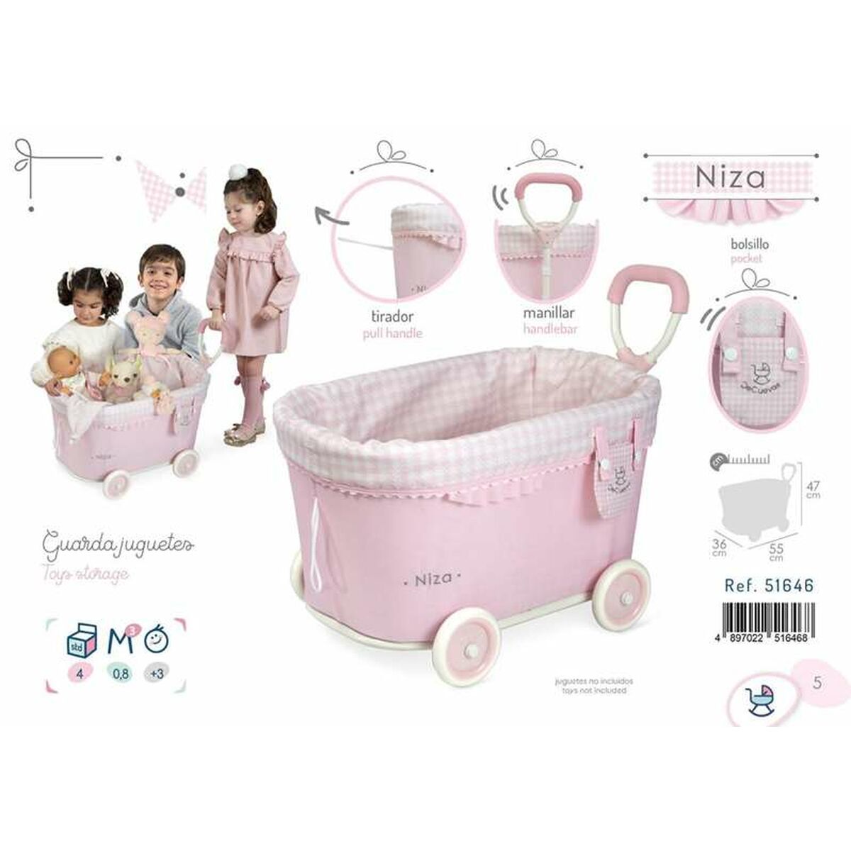 Accesorii pentru papusi Decuevas Niza Cărucior 36 x 55 x 47 cm - Jucarii si jocuri, Păpuși și accesorii