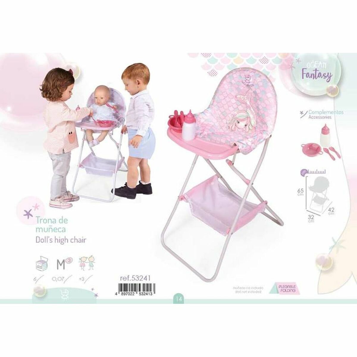 Scaun pentru Păpuși Decuevas Ocean Fantasy Scaun înalt 65 x 32 x 42 cm - Jucarii si jocuri, Păpuși și accesorii