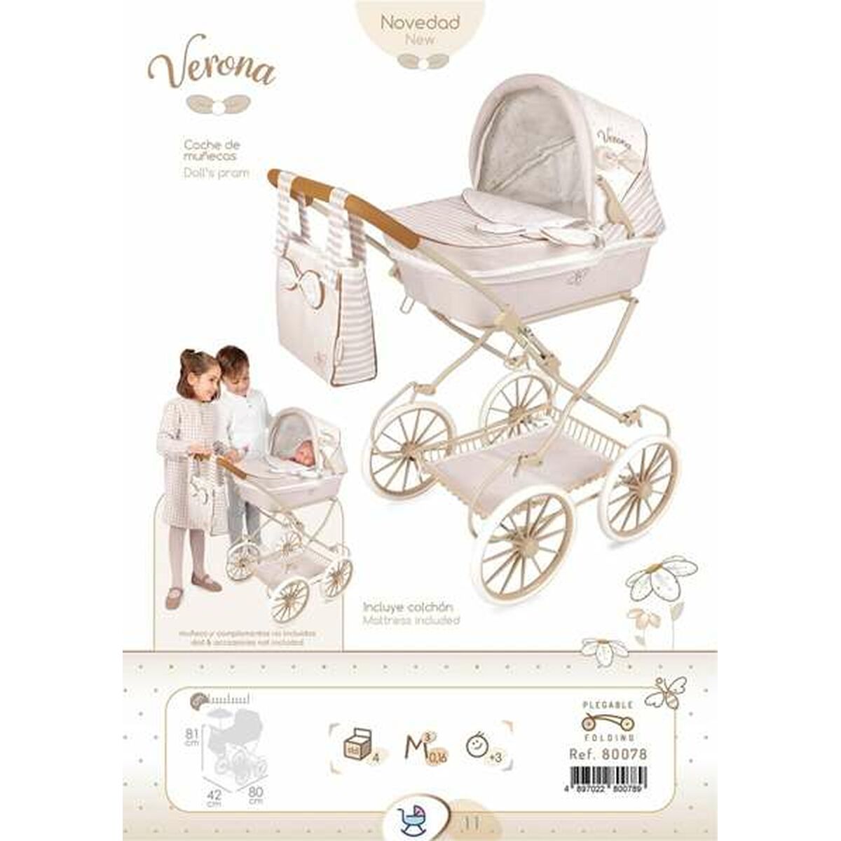 Cărucior pentru Păpuși Decuevas Verona 42 x 80 x 81 cm - Jucarii si jocuri, Păpuși și accesorii