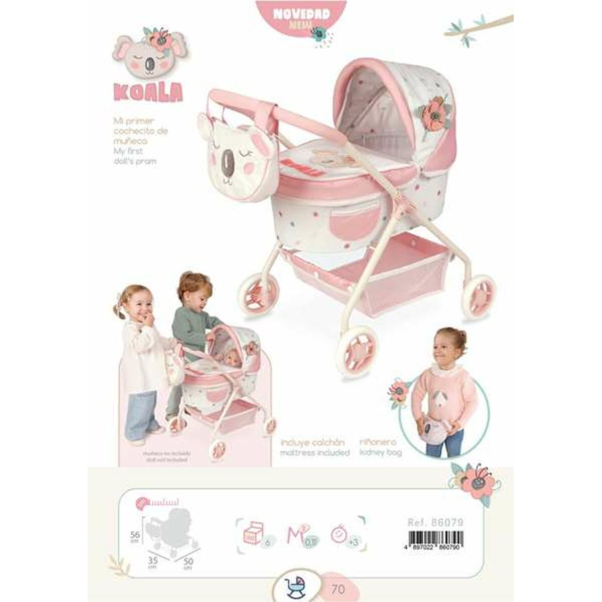 Cărucior pentru Păpuși Decuevas Koala 35 x 50 x 56 cm - Jucarii si jocuri, Păpuși și accesorii