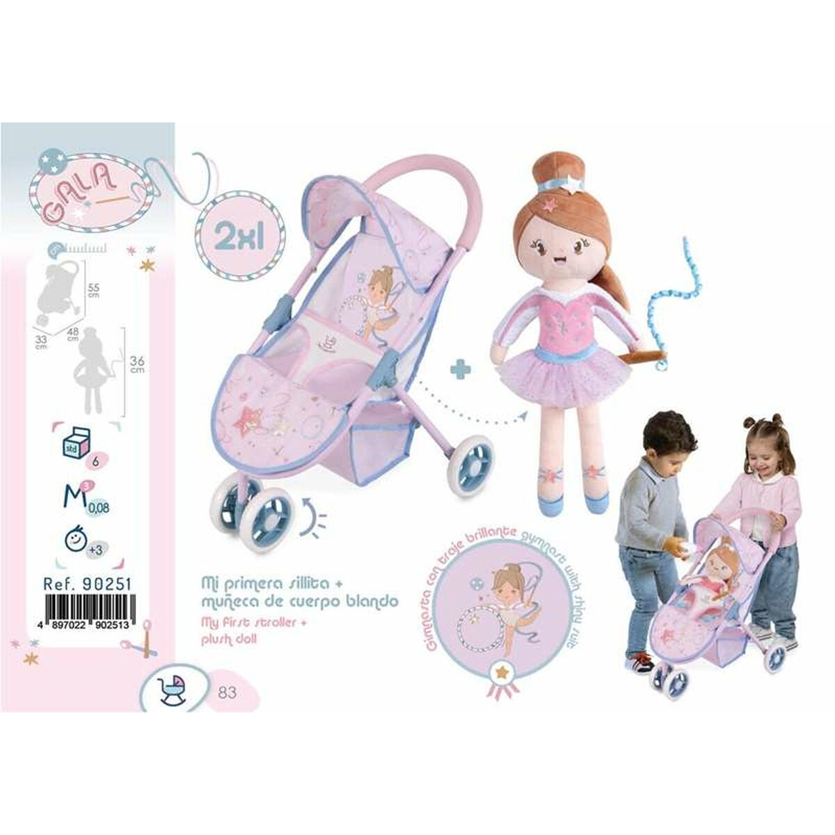 Cărucior pentru Păpuși Decuevas Gala 33 x 48 x 55 cm Liliachiu 50 cm - Jucarii si jocuri, Păpuși și accesorii