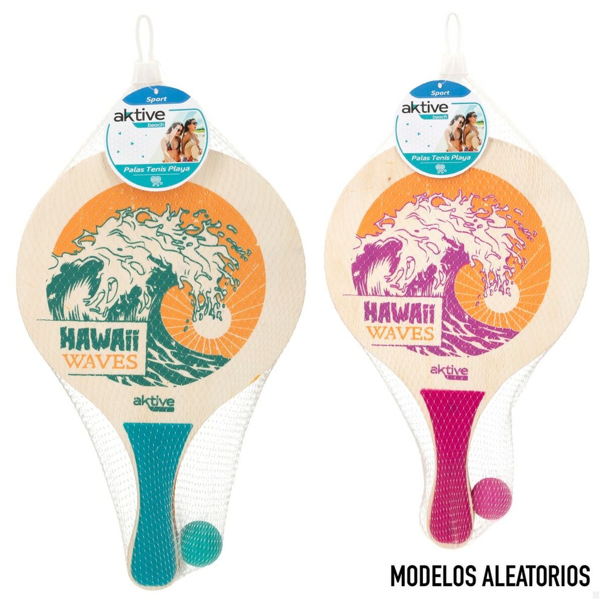 Palete de Plajă cu Minge Aktive Hawai Lemn 23,5 x 38 x 0,8 cm (12 Unități) - Jucarii si jocuri, În aer liber și sport