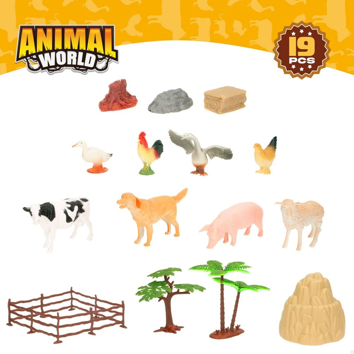 Figurine de animale Colorbaby 19 Piese Fermă Plastic 13 x 8 x 3 cm (6 Unități) - Jucarii si jocuri, Păpuși și figurine