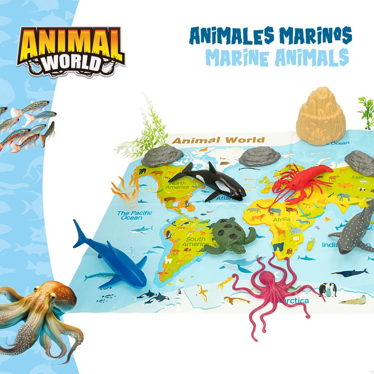 Figurine de animale Colorbaby 19 Piese Ocean Plastic 14 x 6 x 7 cm (6 Unități) - Jucarii si jocuri, Păpuși și figurine