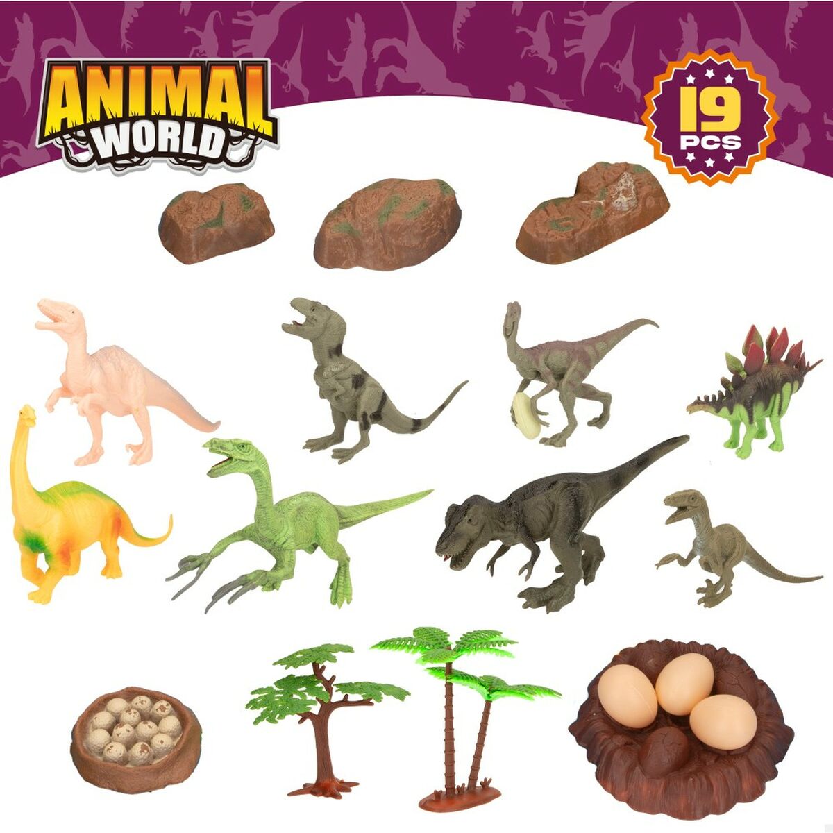 Playset Colorbaby 19 Piese 6 Unități 17 x 9 x 6 cm Dinozauri - Jucarii si jocuri, Păpuși și figurine