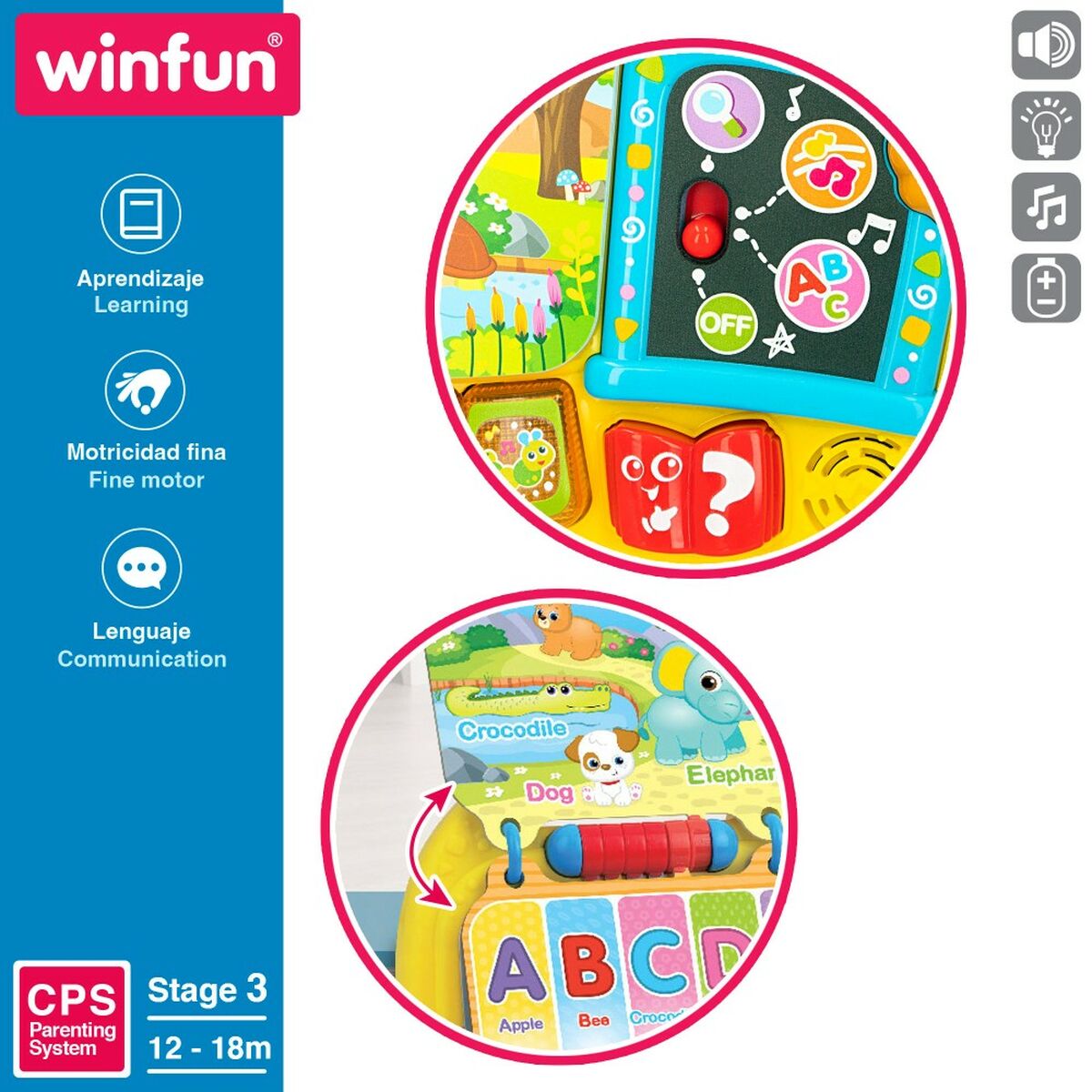 Cartea interactivă pentru copii Winfun 26,5 x 4,5 x 23,5 cm ES (4 Unități) - Bebelus, Jucăriile copilăriei timpurii