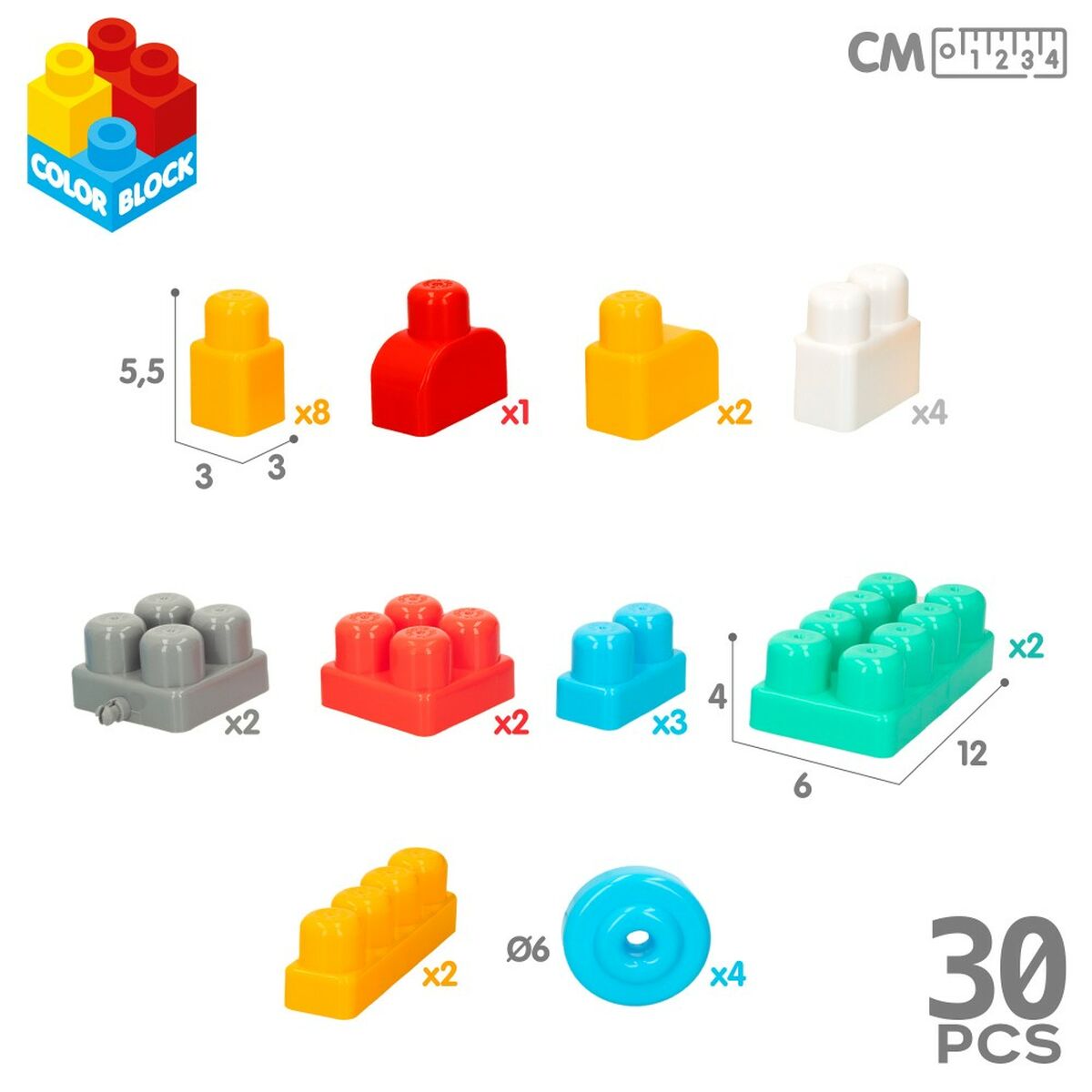 Plăci de Construcții Color Block Valiză Mașină de poliție 30 Piese (2 Unități) - Jucarii si jocuri