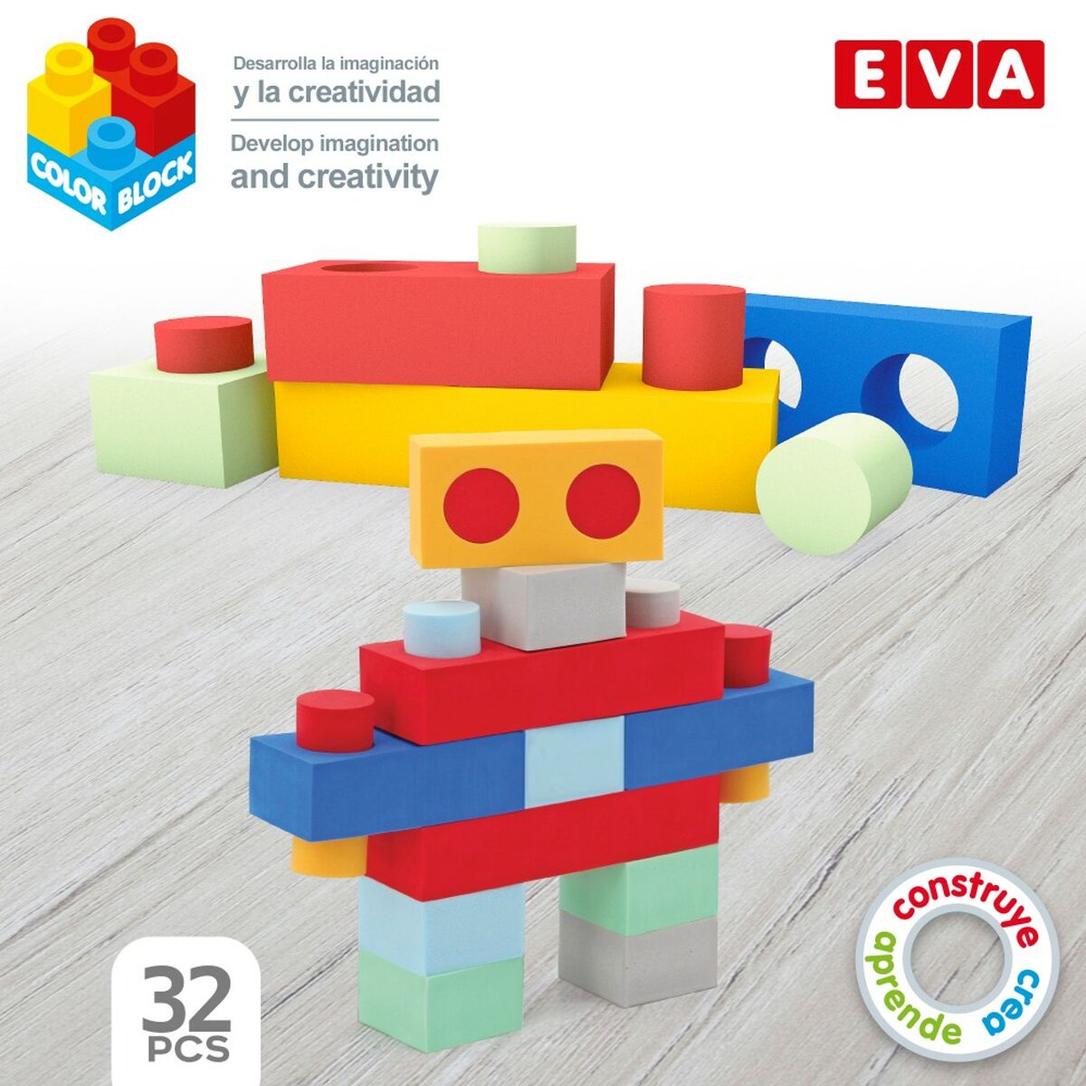 Plăci de Construcții Color Block 32 Piese EVA (4 Unități) - Jucarii si jocuri