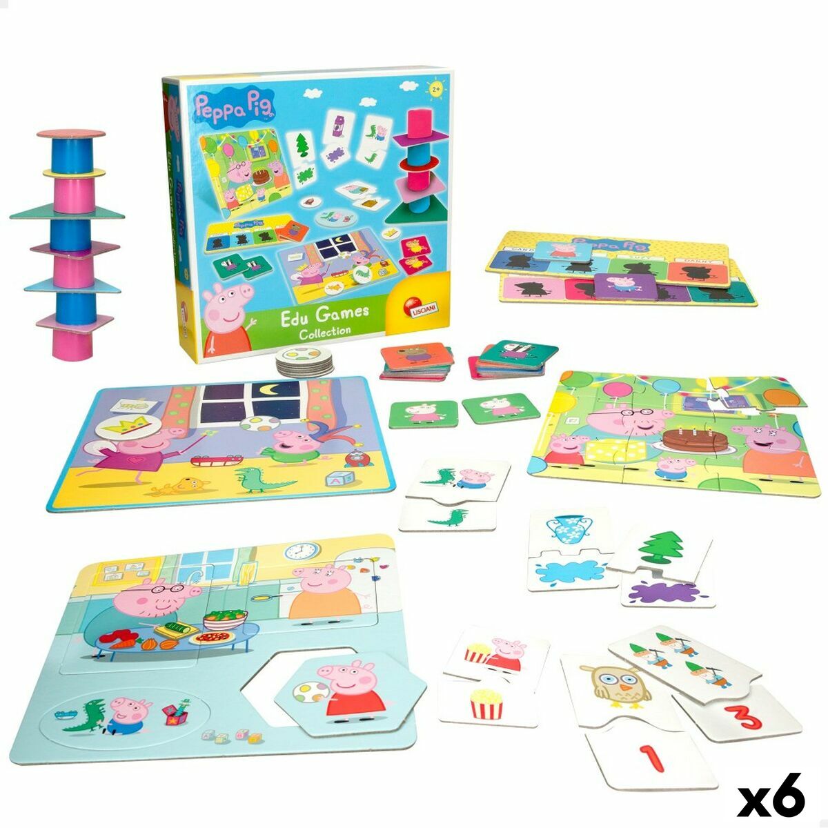Joc Educativ Peppa Pig Edu Games Collection 24,5 x 0,2 x 24,5 cm (6 Unități) 10 în 1 - Jucarii si jocuri, Jocuri și accesorii