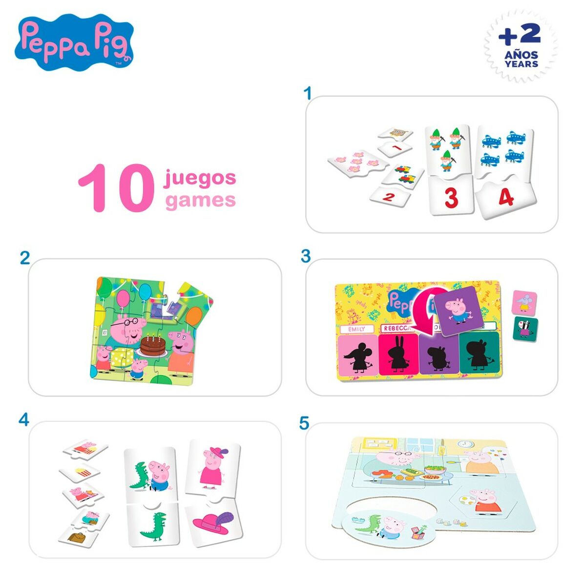 Joc Educativ Peppa Pig Edu Games Collection 24,5 x 0,2 x 24,5 cm (6 Unități) 10 în 1 - Jucarii si jocuri, Jocuri și accesorii