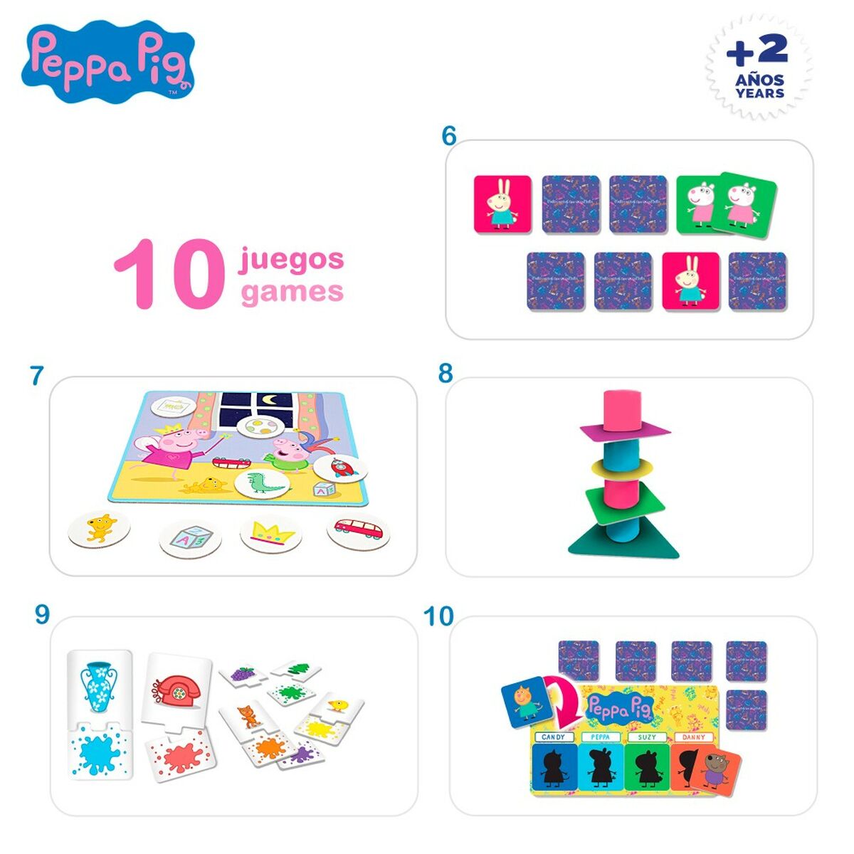 Joc Educativ Peppa Pig Edu Games Collection 24,5 x 0,2 x 24,5 cm (6 Unități) 10 în 1 - Jucarii si jocuri, Jocuri și accesorii