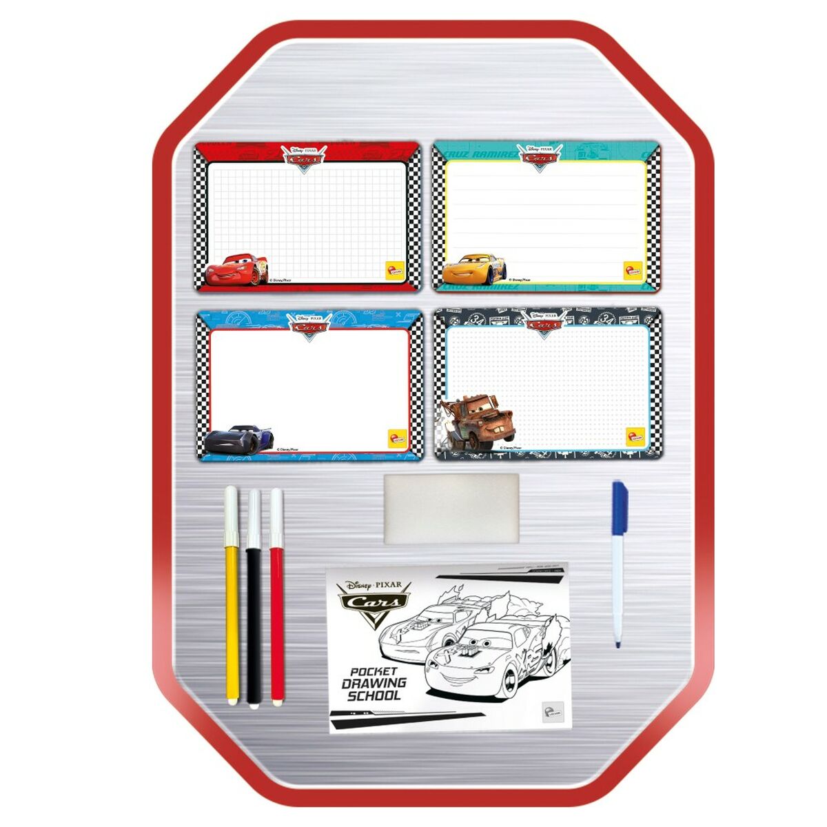 Set pentru desen Cars Pocket Drawing School (6 Unități) - Jucarii si jocuri, Activități creative