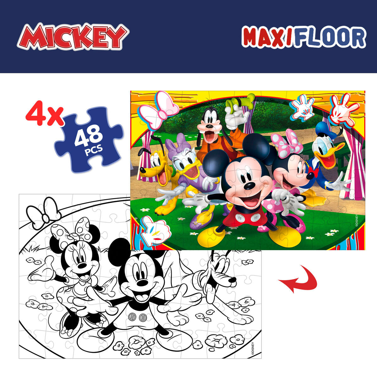Set de 4 Puzzle-uri Mickey Mouse 35 x 1,5 x 25 cm 48 Piese (6 Unități) - Jucarii si jocuri, Puzzle-uri și puzzle-uri