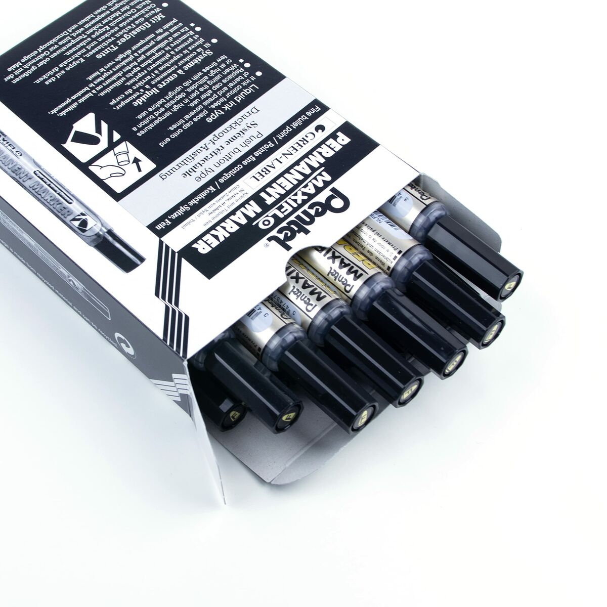 Marker permanent Pentel Maxiflo NLF50 Negru (12 Unități) - Birou și papetărie, Pixuri, creioane și articole de scris