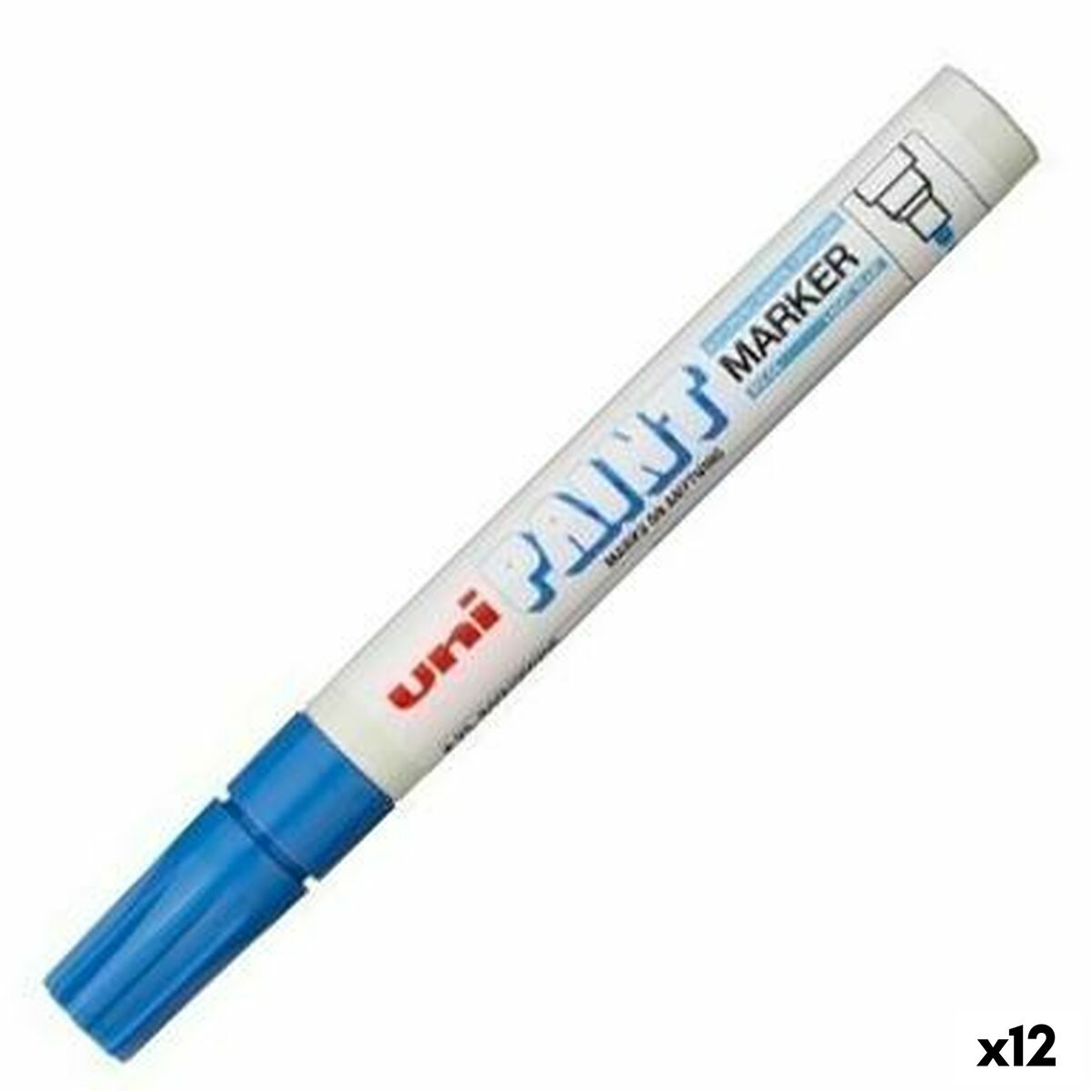 Marker permanent Uni-Ball PX-20 Albastru (12 Unități) - Birou și papetărie, Pixuri, creioane și articole de scris