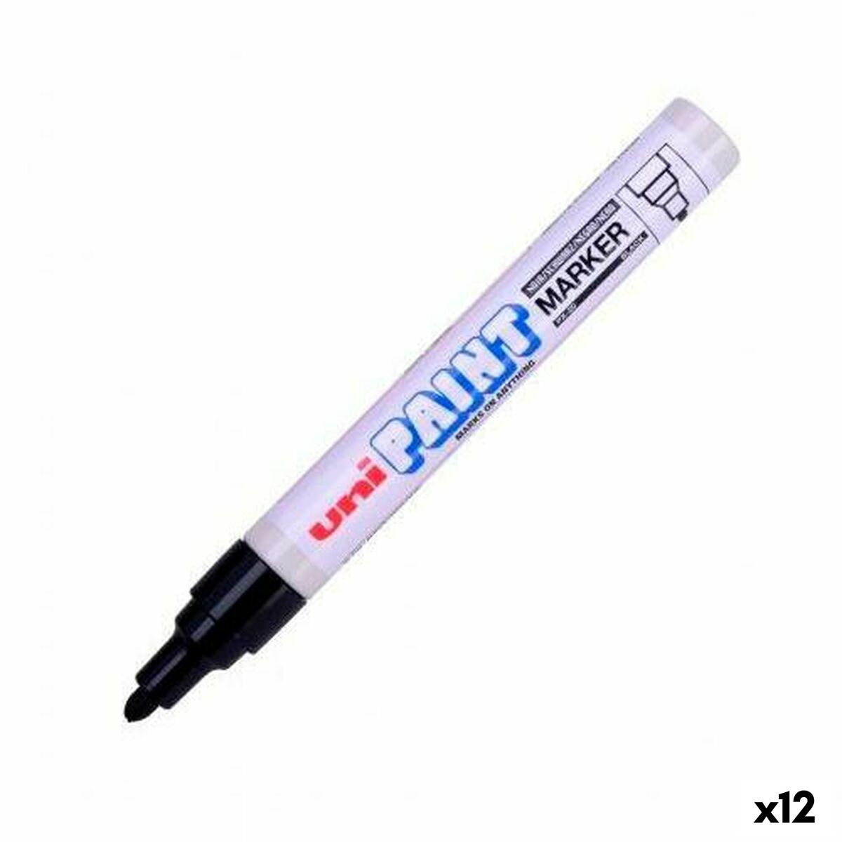 Marker permanent Uni-Ball PX-20 Negru (12 Unități) - Birou și papetărie, Pixuri, creioane și articole de scris