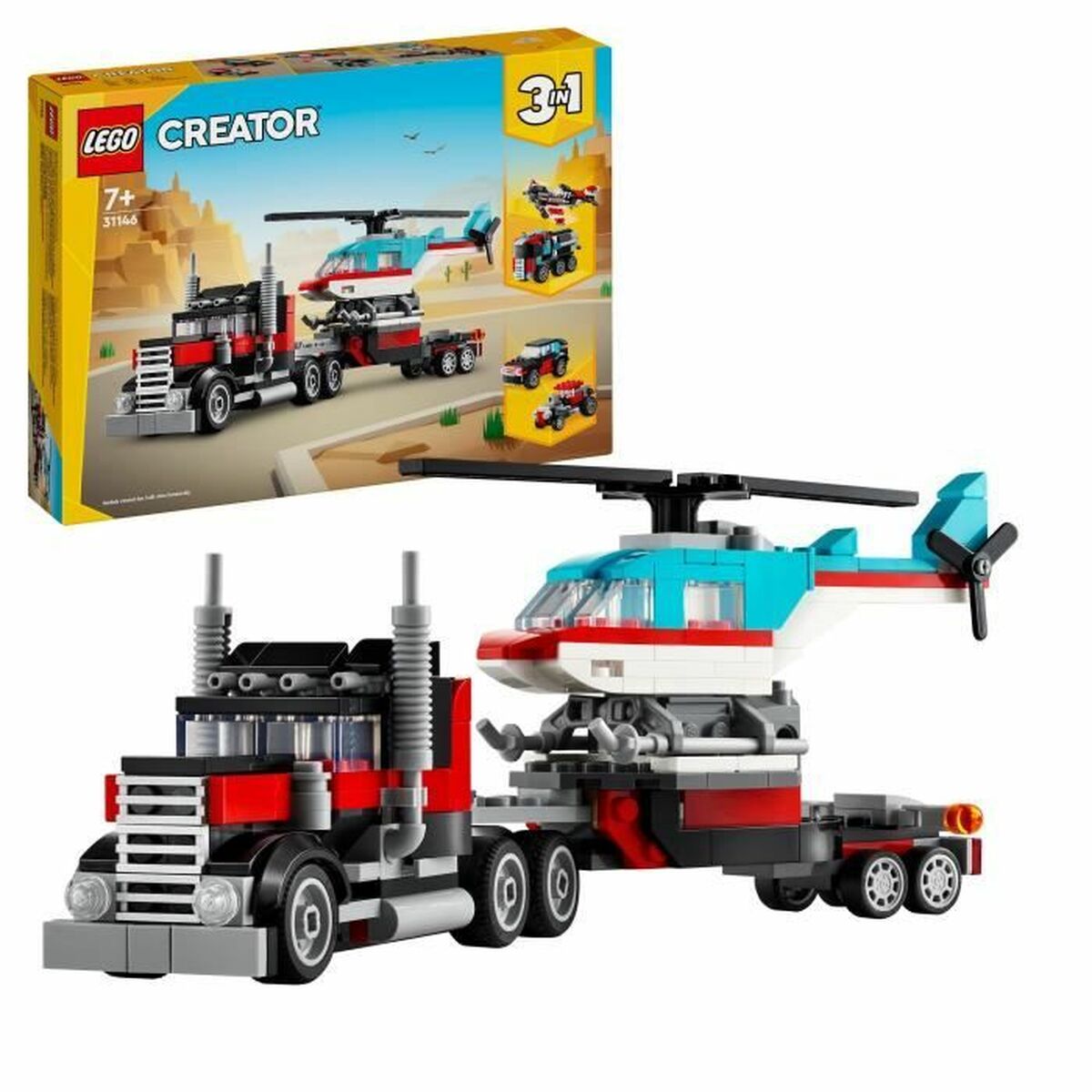 Set de Construcție Lego 31146 Creator Platform Truck with Helicopter Multicolor - Jucarii si jocuri