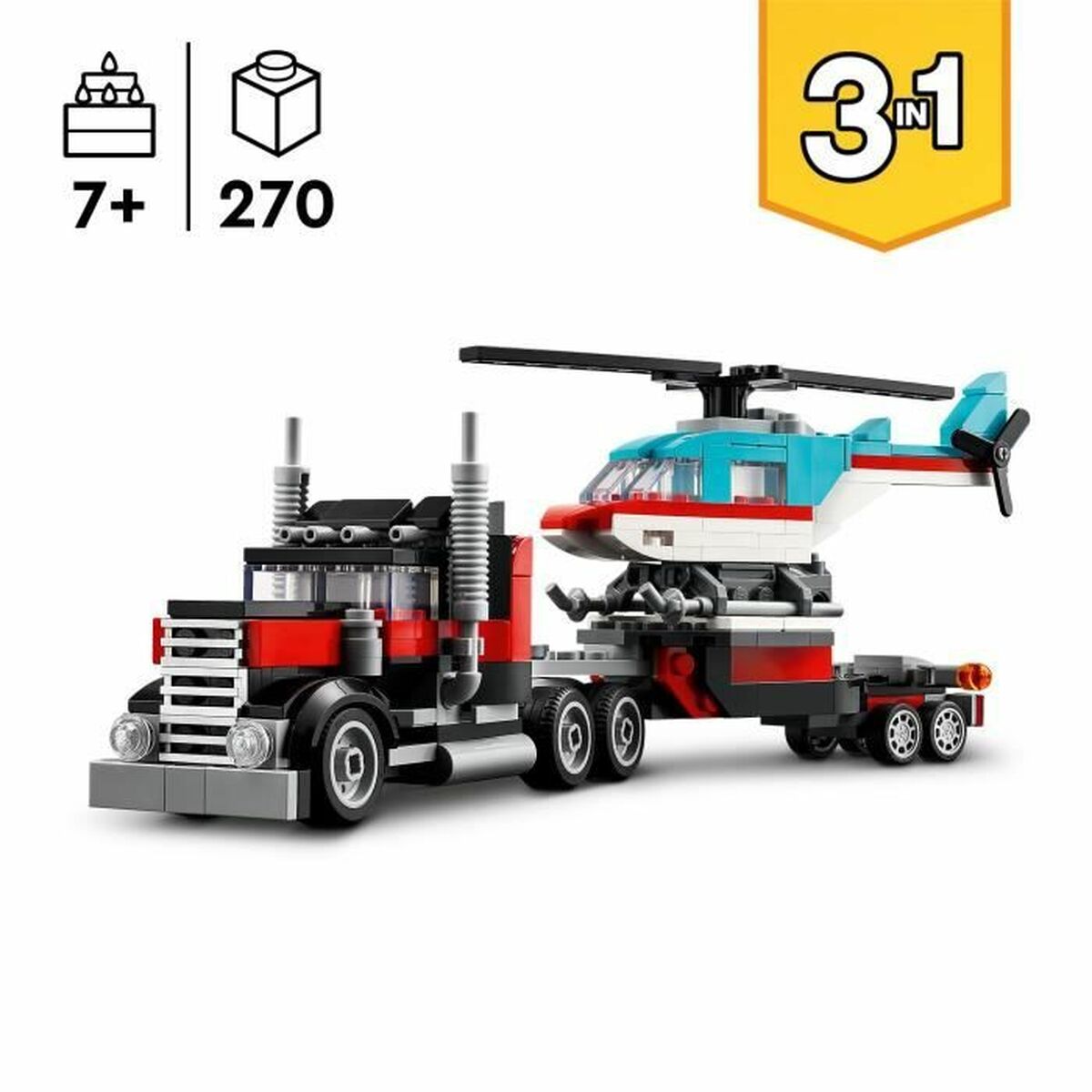 Set de Construcție Lego 31146 Creator Platform Truck with Helicopter Multicolor - Jucarii si jocuri