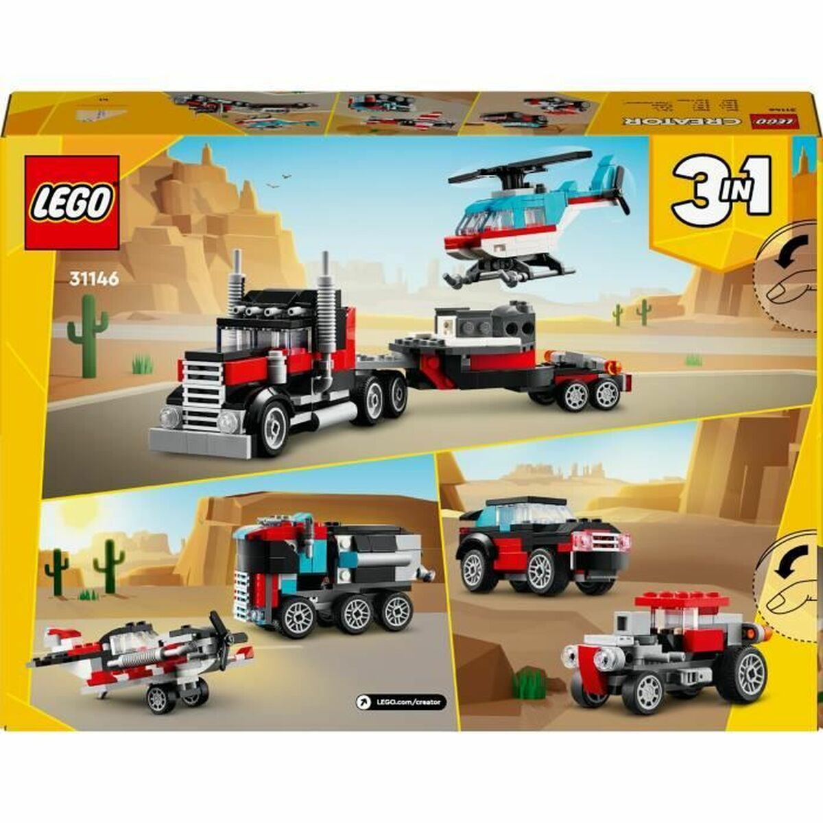 Set de Construcție Lego 31146 Creator Platform Truck with Helicopter Multicolor - Jucarii si jocuri