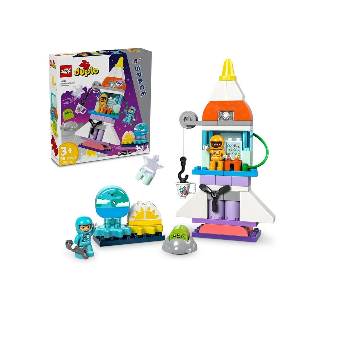 Playset Lego 10422 3 in 1 Space Shuttle Adventure 58 Piese - Jucarii si jocuri, Păpuși și figurine