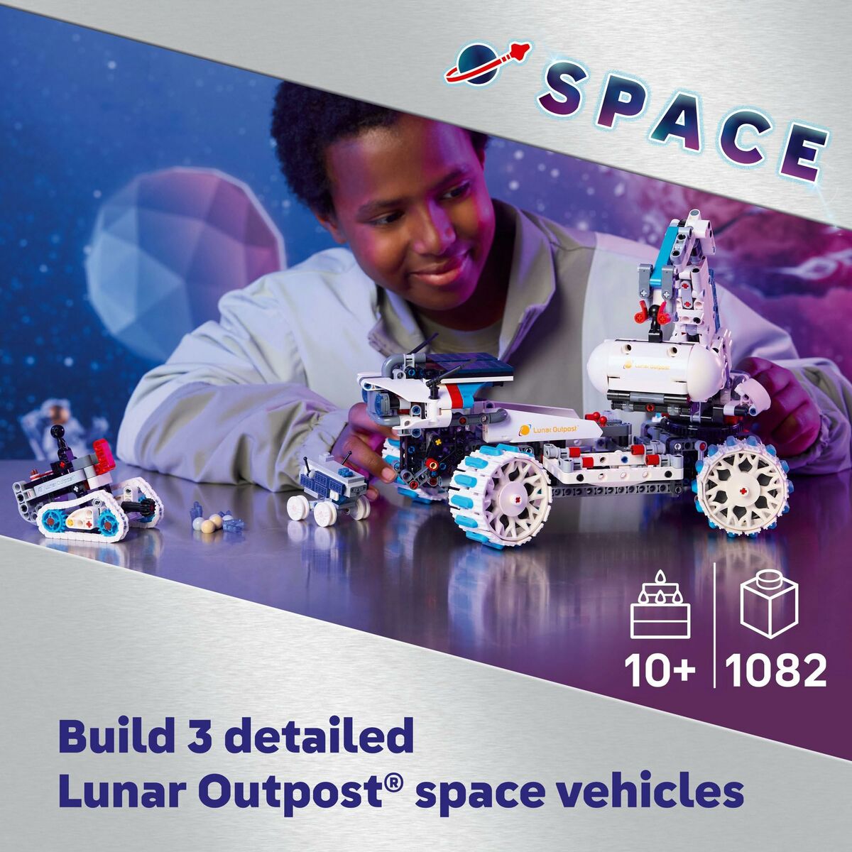 Set de Construcție Lego 42211 Lunar Outpost Moon Rover Space Vehicle 1082 Piese - Jucarii si jocuri