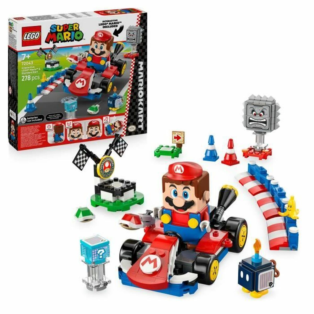 Set de Construcție Lego 72043 Interactive LEGO Mario and Standard Kart 278 Piese - Jucarii si jocuri