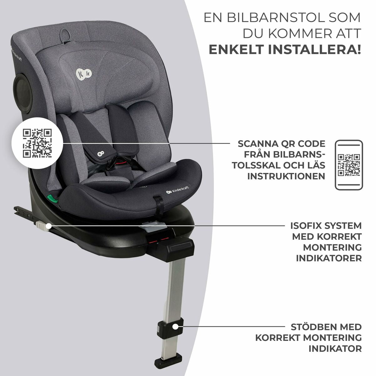 Scaun Auto Kinderkraft KCI36000GRY0000 Gri - Bebelus, Scaune auto și accesorii