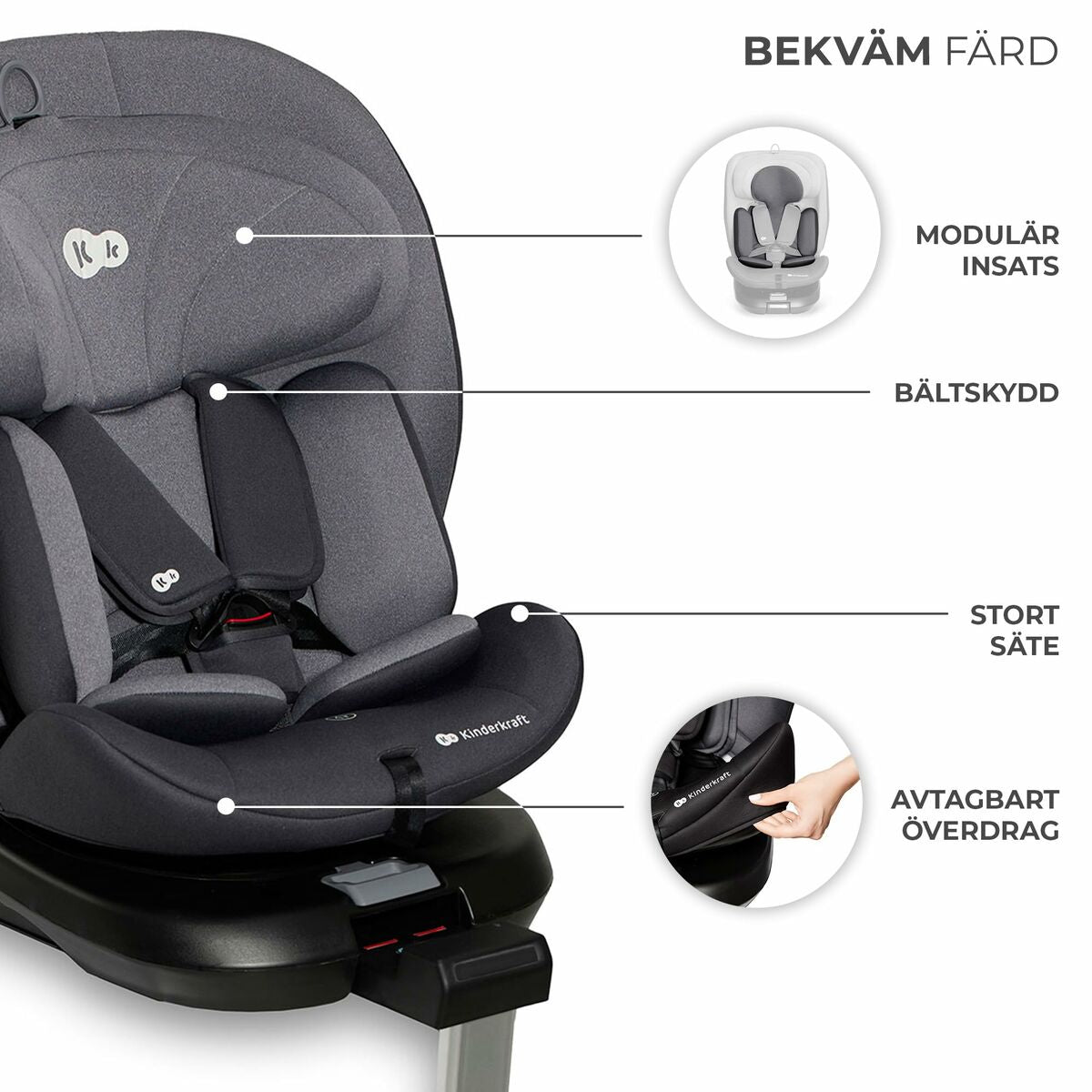Scaun Auto Kinderkraft KCI36000GRY0000 Gri - Bebelus, Scaune auto și accesorii