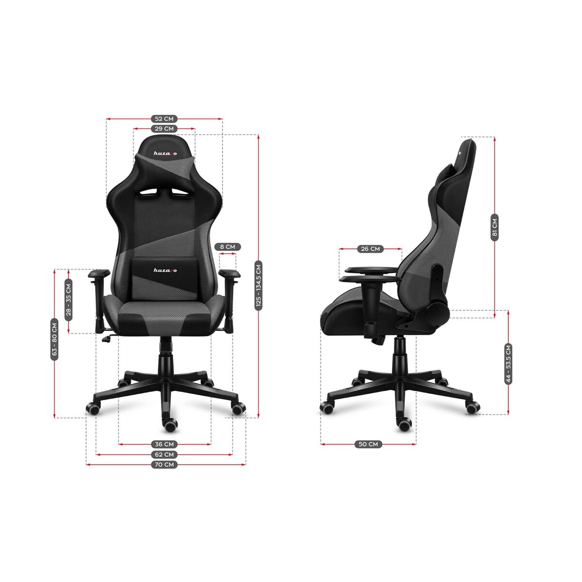 Scaun Gaming Huzaro Force 6.2 Negru/Gri - Acasă și bucătărie, Mobilă