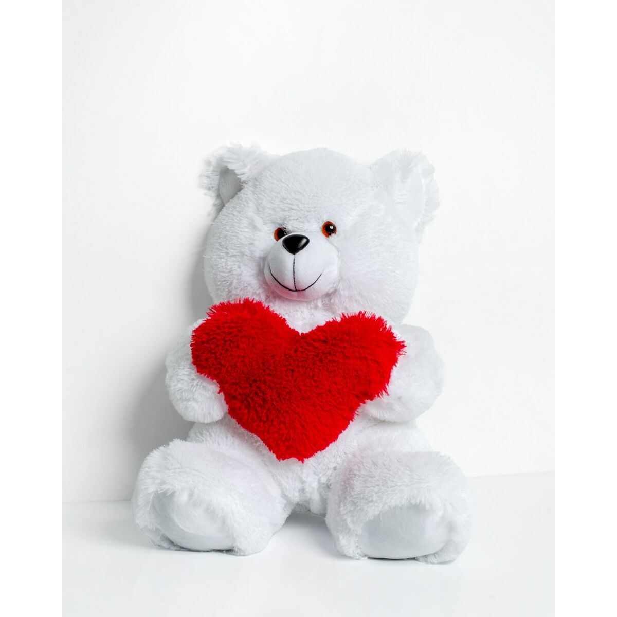 Urs de Pluș GO GIFT FRANK 50 WH Alb Flauș Inimă 50 cm - Jucarii si jocuri, Jucării de pluș