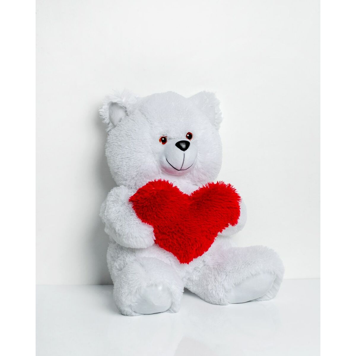Urs de Pluș GO GIFT FRANK 50 WH Alb Flauș Inimă 50 cm - Jucarii si jocuri, Jucării de pluș