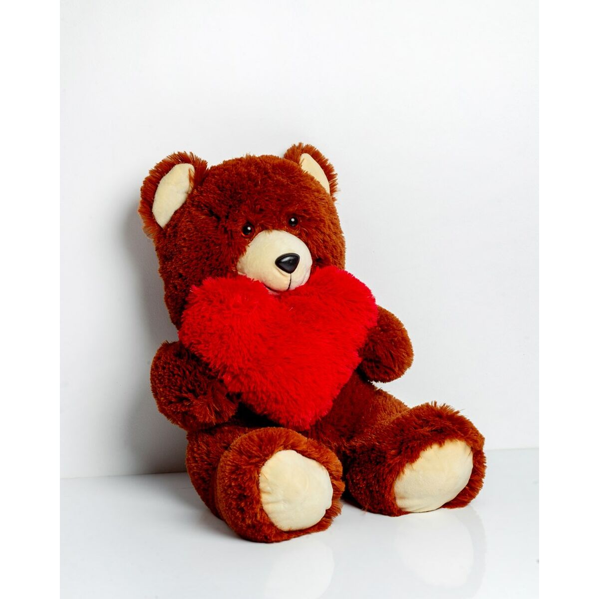 Urs de Pluș GO GIFT FRANK 50 BR Maro Flauș Inimă 50 cm - Jucarii si jocuri, Jucării de pluș