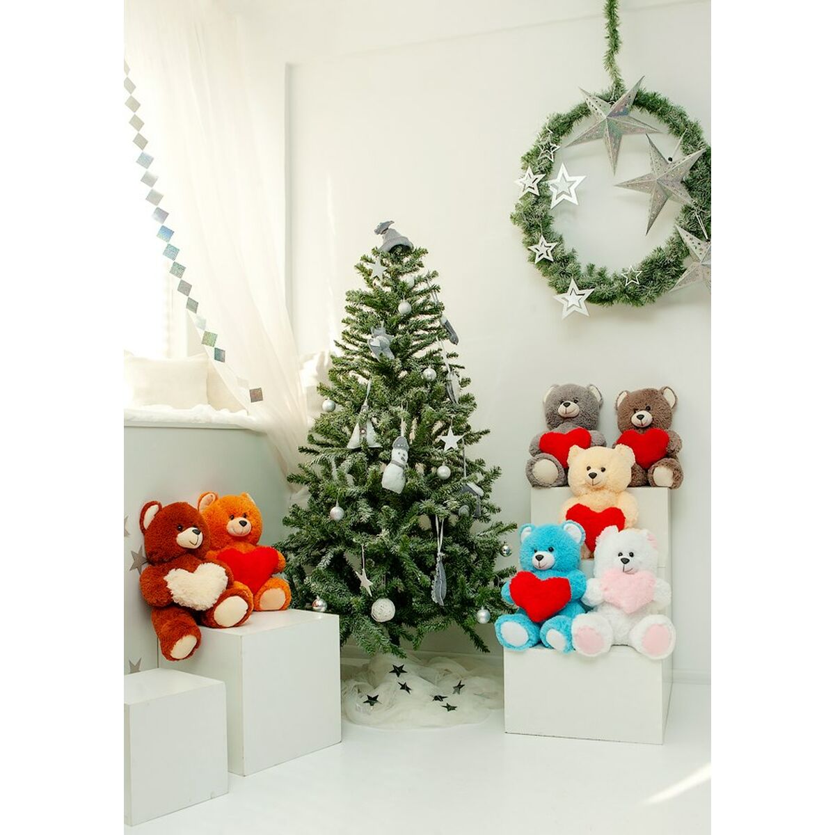 Urs de Pluș GO GIFT FRANK 50 BR Maro Flauș Inimă 50 cm - Jucarii si jocuri, Jucării de pluș