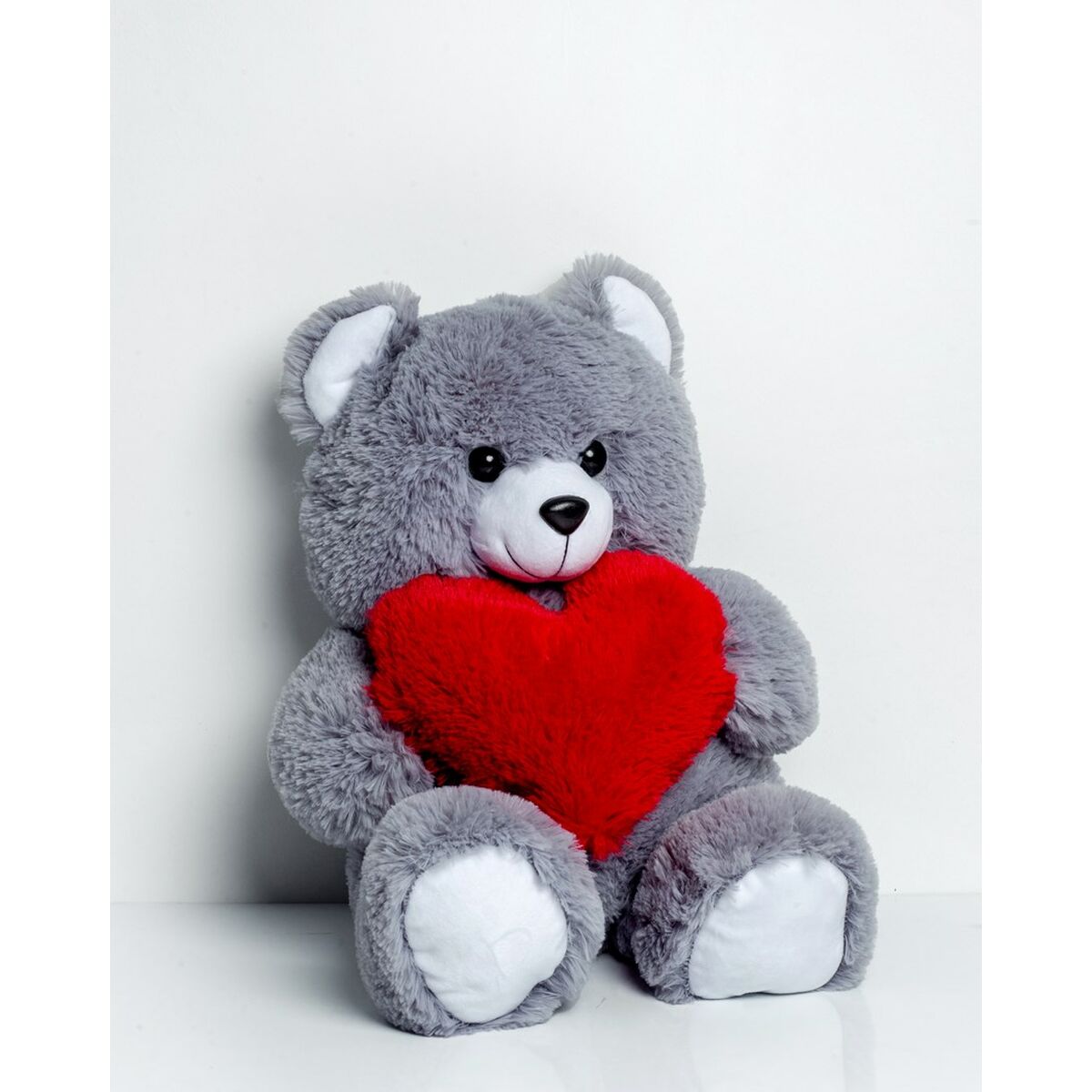 Urs de Pluș GO GIFT FRANK 50 GR Gri Flauș Inimă 50 cm - Jucarii si jocuri, Jucării de pluș