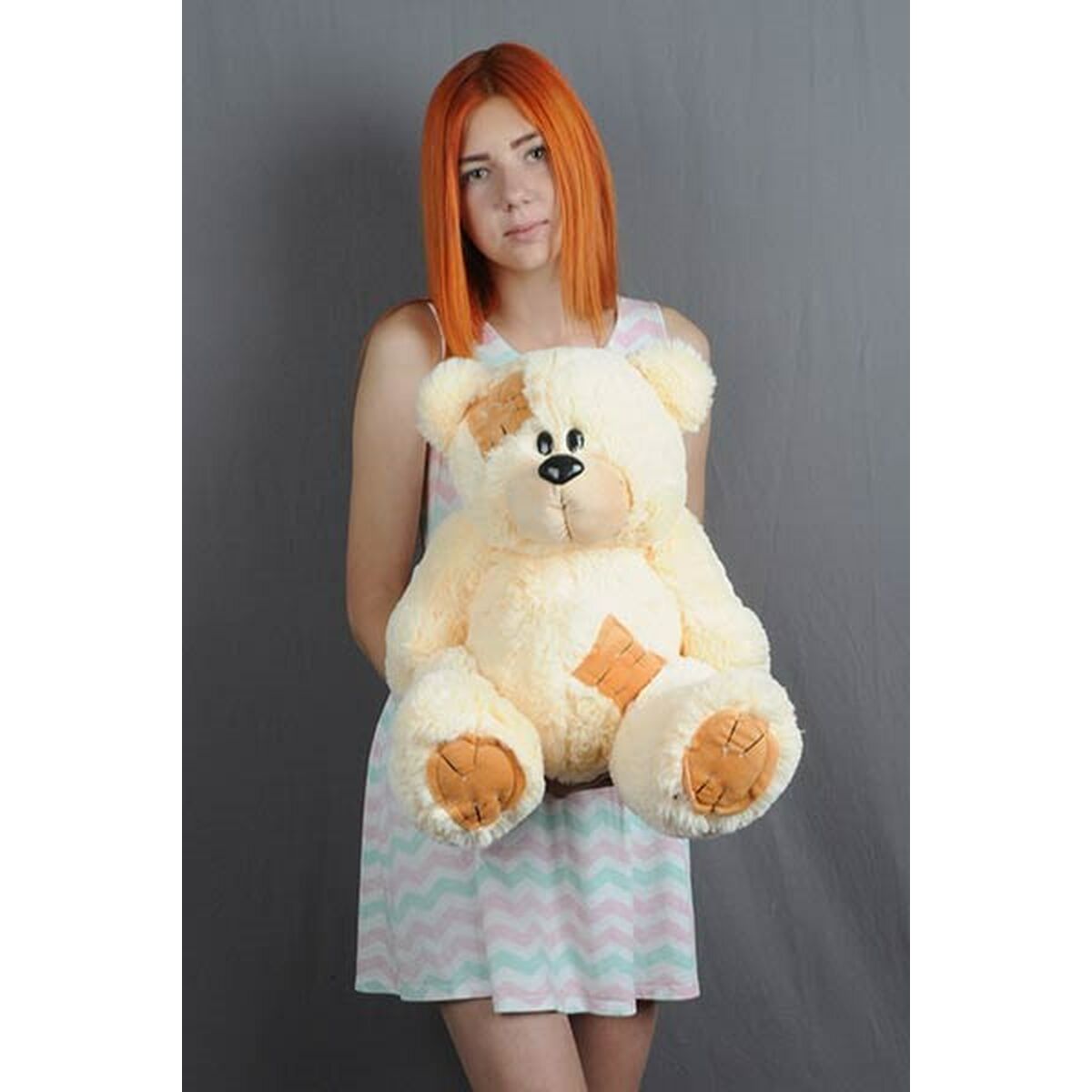Urs de Pluș GO GIFT TEDDY 60 CR Crem Flauș 60 cm - Jucarii si jocuri, Jucării de pluș