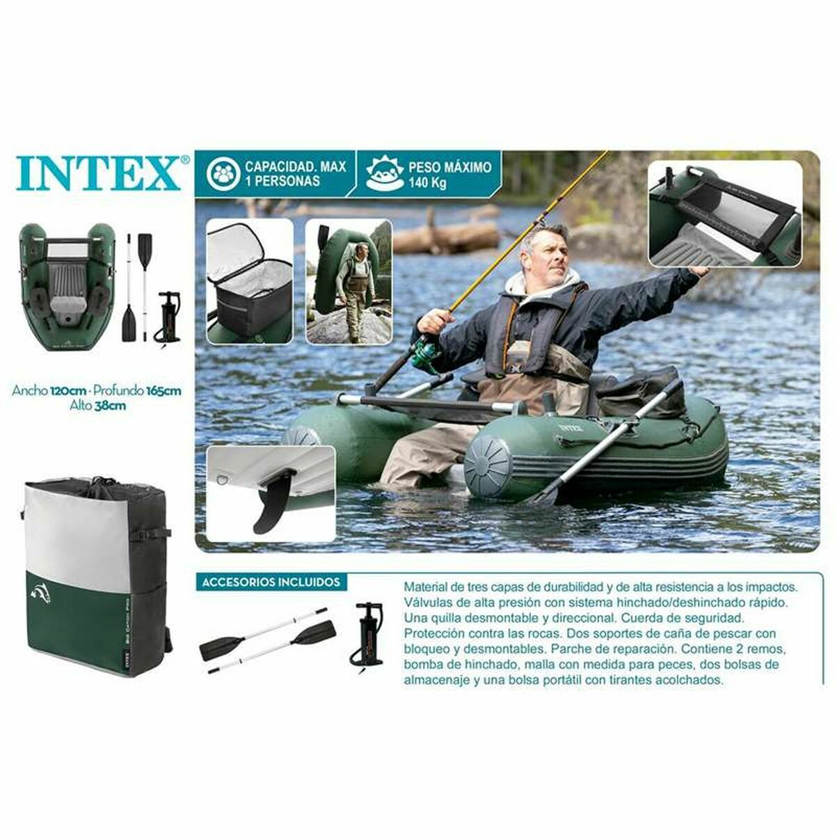 Barcă Gonflabilă Intex 119 x 38 x 165 cm - Sport și în aer liber, Sporturi acvatice