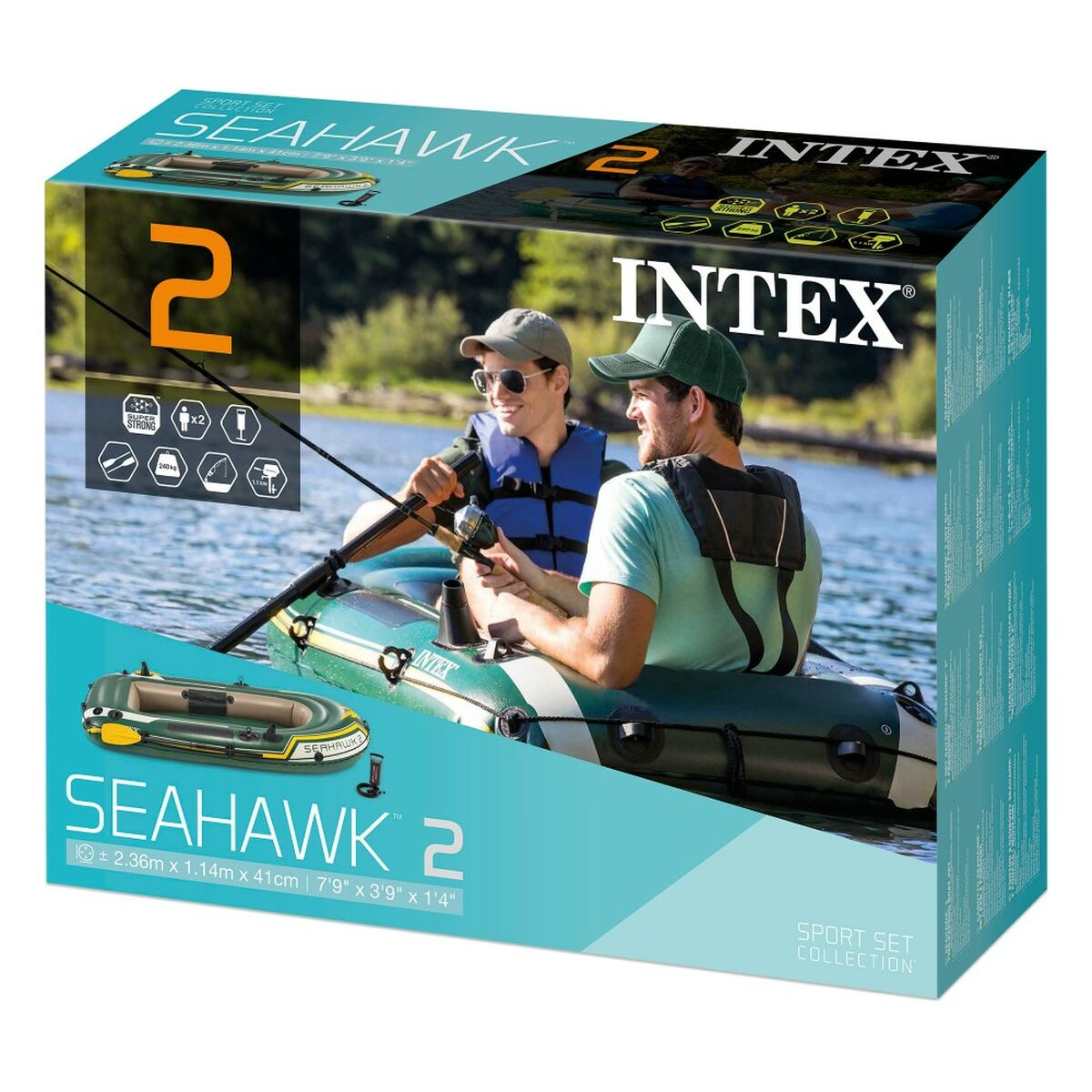 Barcă Gonflabilă Intex Seahawk 2 Verde 236 x 41 x 114 cm - Sport și în aer liber, Sporturi acvatice