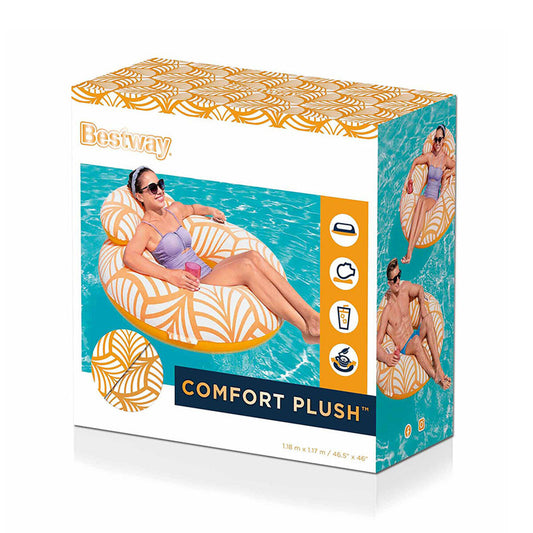 Scaun gonflabil pentru piscină Bestway Deluxe 118 x 117 cm Portocaliu - Jucarii si jocuri, În aer liber și sport