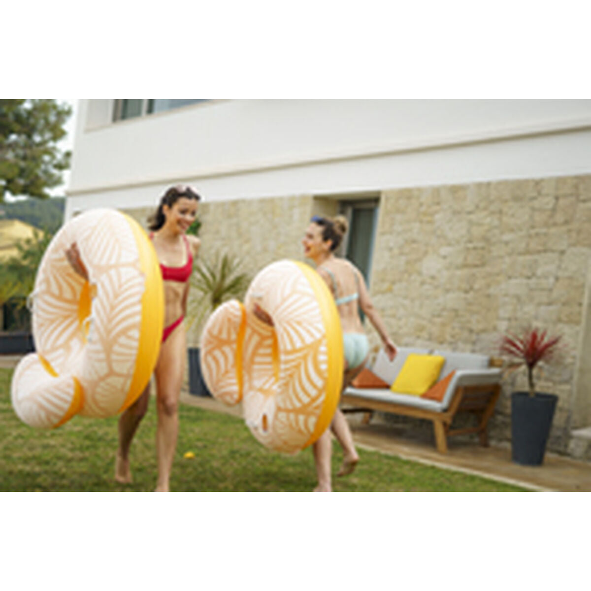 Scaun gonflabil pentru piscină Bestway Deluxe 118 x 117 cm Portocaliu - Jucarii si jocuri, În aer liber și sport