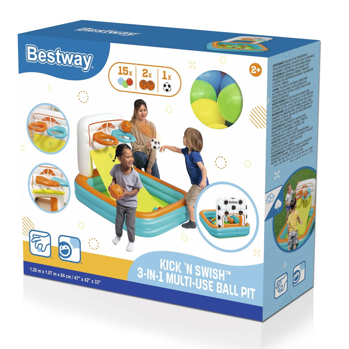 Bestway Piscină Inflatable Copii Jocuri Cu Coșuri și Bile 120x107x84 cm +2 Ani 52728 - Jucarii si jocuri, În aer liber și sport