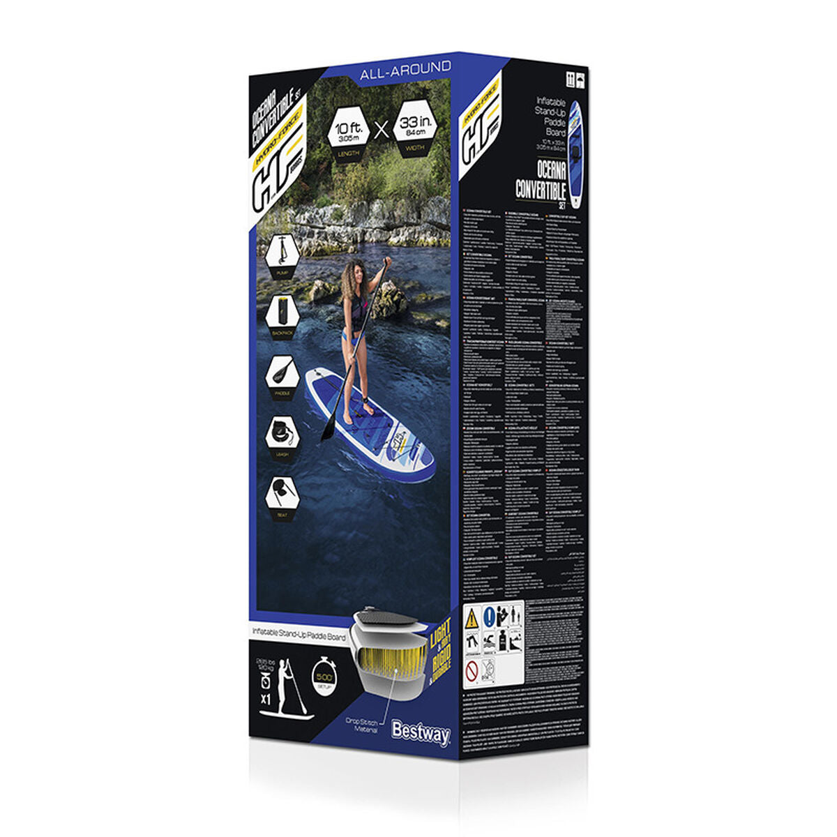 Placă gonflabilă de paddle surf cu accesorii Bestway Hydro-Force Multicolor 305 x 84 x 12 cm - Sport și în aer liber, Sporturi acvatice