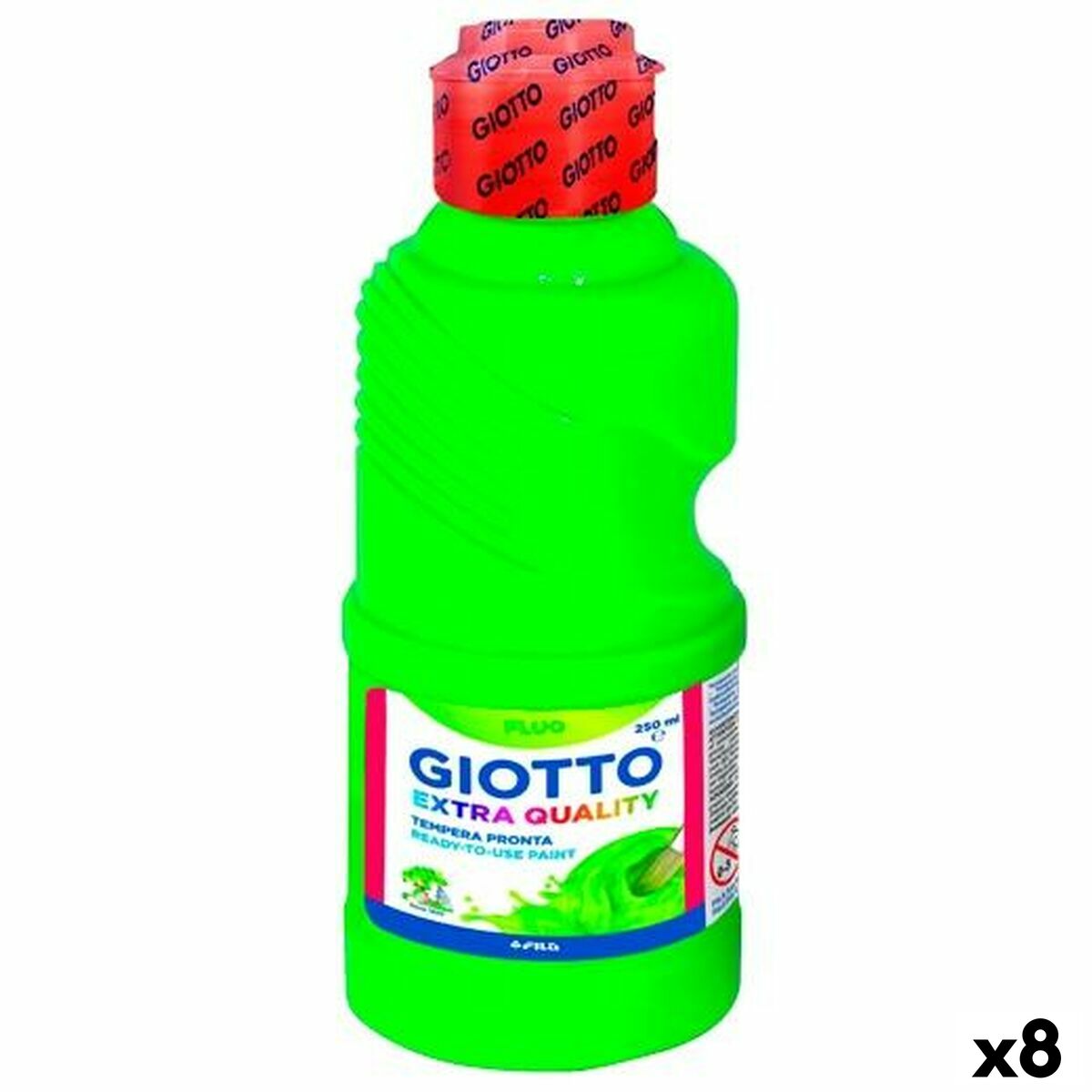 Tempera Giotto Fluo Verde 250 ml (8 Unități) - Birou și papetărie, Arte și Meserii