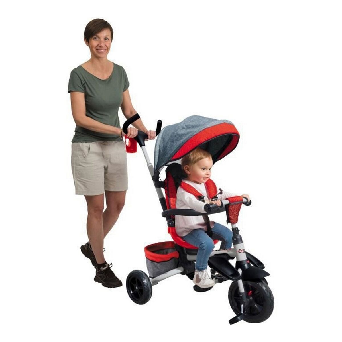 Triciclu Mondo On & Go Moovi Explore Roșu Convertible Pliabil Scaun rotativ - Jucarii si jocuri, În aer liber și sport