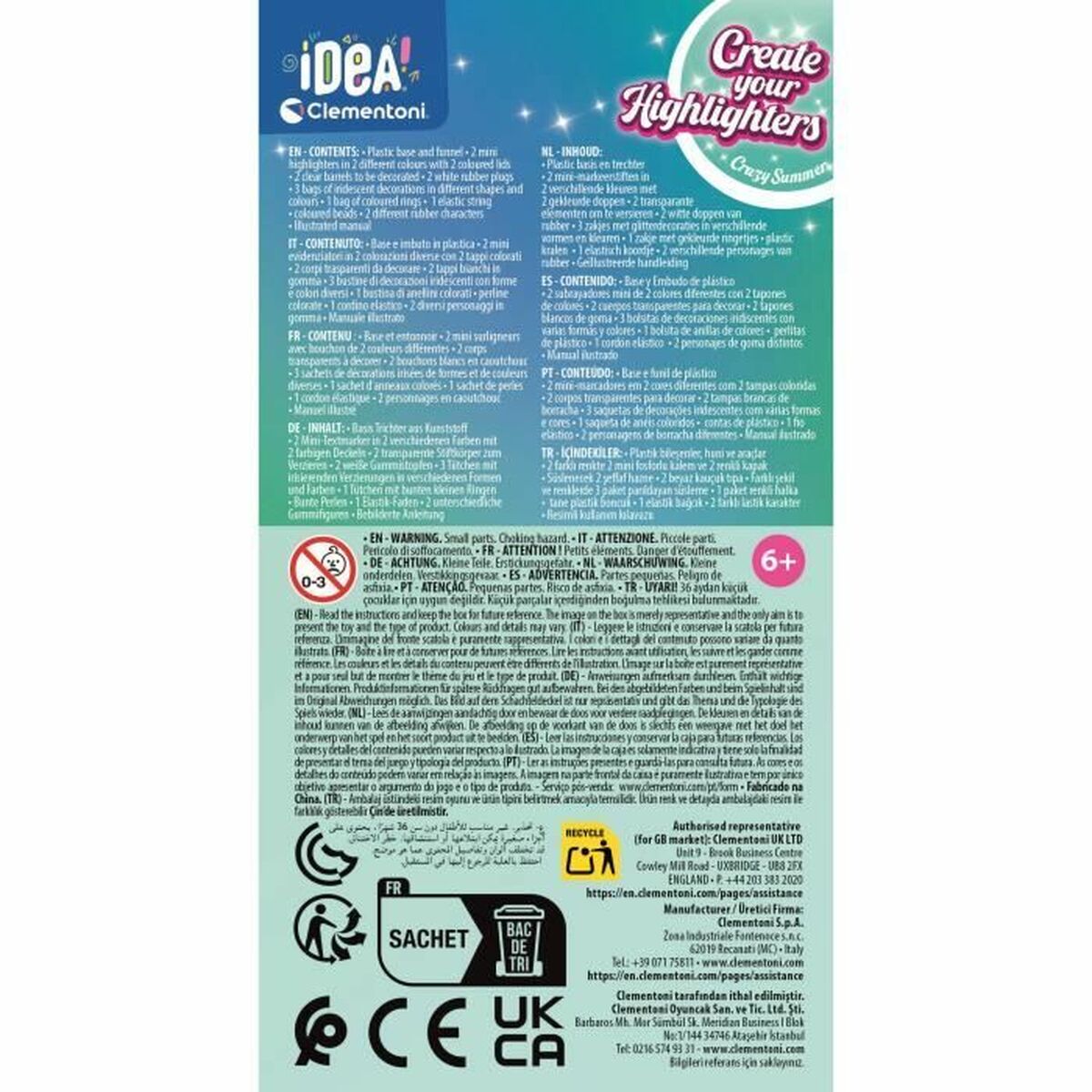 Set de Lucru Manual Clementoni Create your Highlighter Summer - Jucarii si jocuri, Activități creative