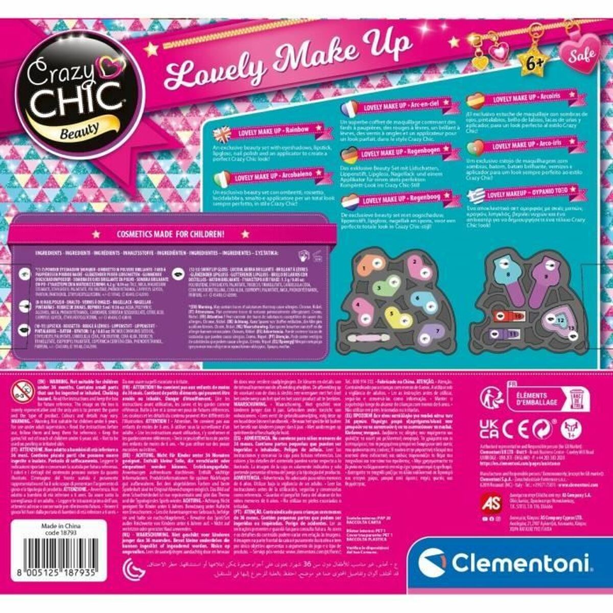 Set de Machiaj pentru Copii Clementoni Crazy Chic Beauty Lovely Make up Multicolor - Jucarii si jocuri, Costume și accesorii